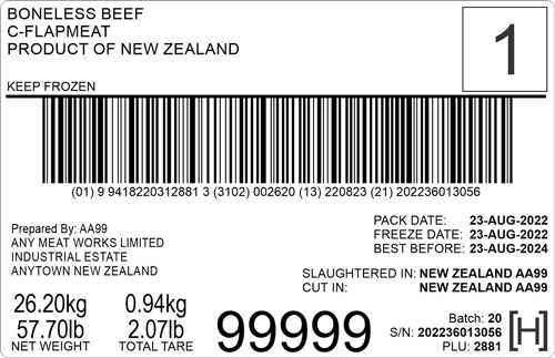 Sample carton label New Zealand